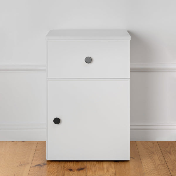 Porto Bedside Table White Slim Round Black Bedside Tables