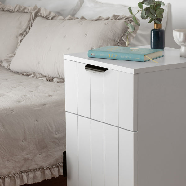 Porto Bedside Table White Vj Panel Pull Black Bedside Tables
