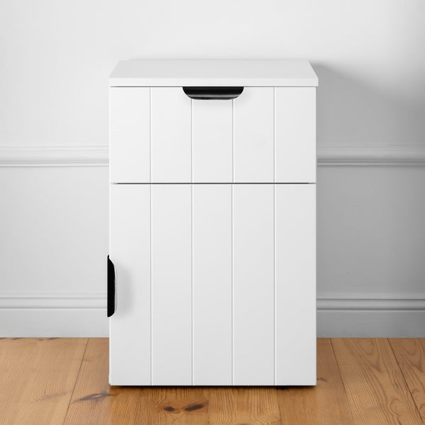 Porto Bedside Table White Vj Panel Pull Black Bedside Tables