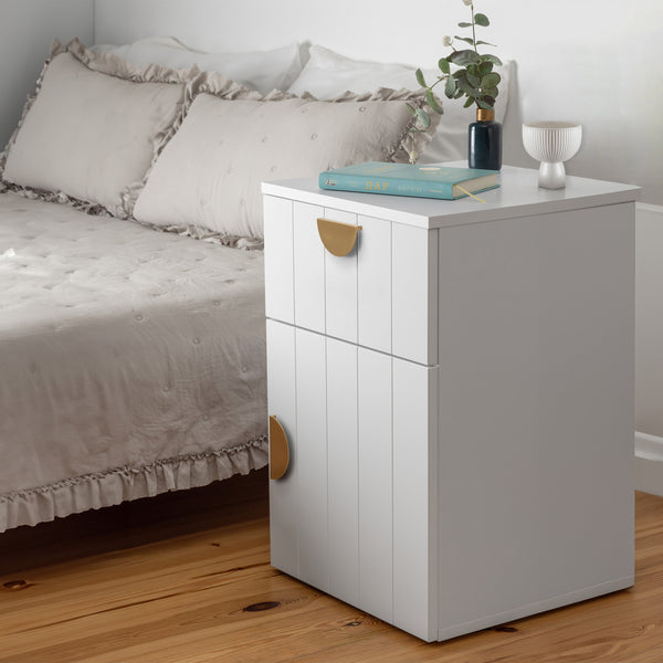 Porto Bedside Table White Vj Panel Half Moon Brass Bedside Tables