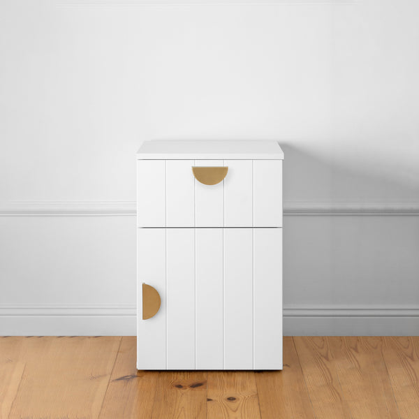 Porto Bedside Table White Vj Panel Half Moon Brass Bedside Tables