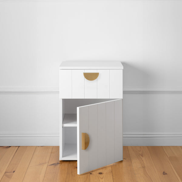 Porto Bedside Table White Vj Panel Half Moon Brass Bedside Tables