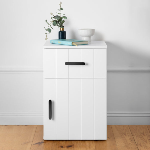 Porto Bedside Table White Vj Panel Oval Black Bedside Tables