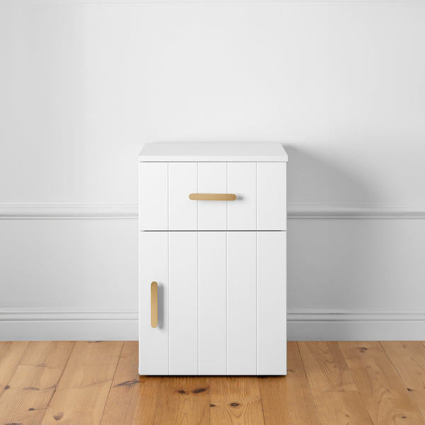 Porto Bedside Table White Vj Panel Oval Brass Bedside Tables