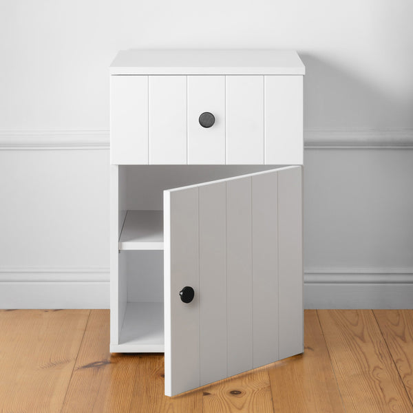 Porto Bedside Table White Vj Panel Round Black Bedside Tables