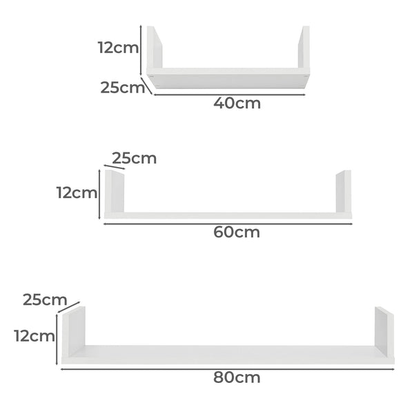 Oslo Three Piece Shelf Kit (White) Wall Shelves