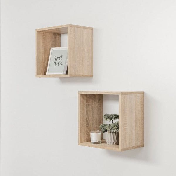 Bergen Cube Twin Pack (Oak) Hanging Shelves