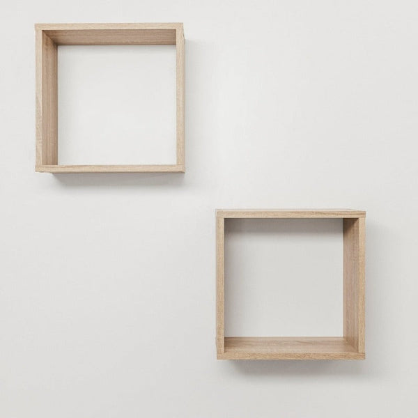 Bergen Cube Twin Pack (Oak) Hanging Shelves