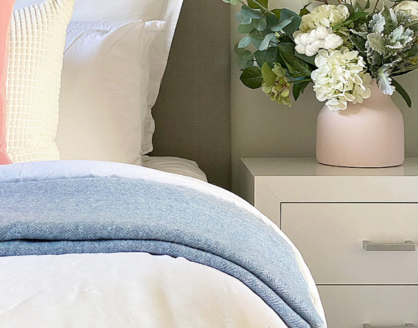 Hampton Throw Merino Wool Blend Blue Throws & Afghans