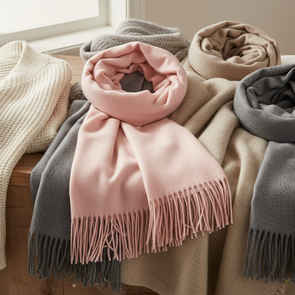 Paddington Scarf Fine Merino Wool Blend Blush Scarves & Wraps