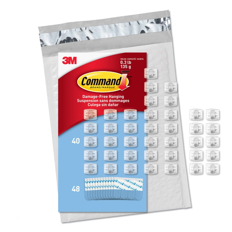 Command Cl806 45Na Mini Light 54 Strips (Easy To Open Packaging) Clips Clear Hooks & Hangers
