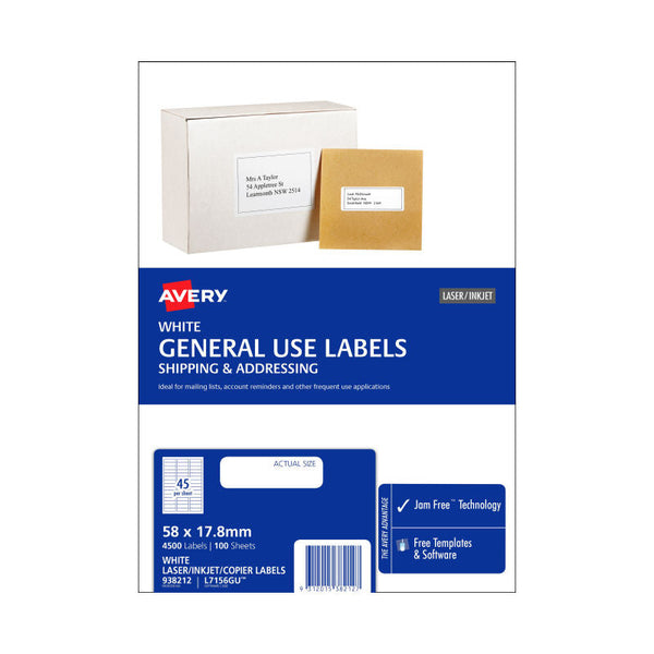 Avery Gen Label L7516gu 45Up Pack Of 100 Address & Shipping Labels