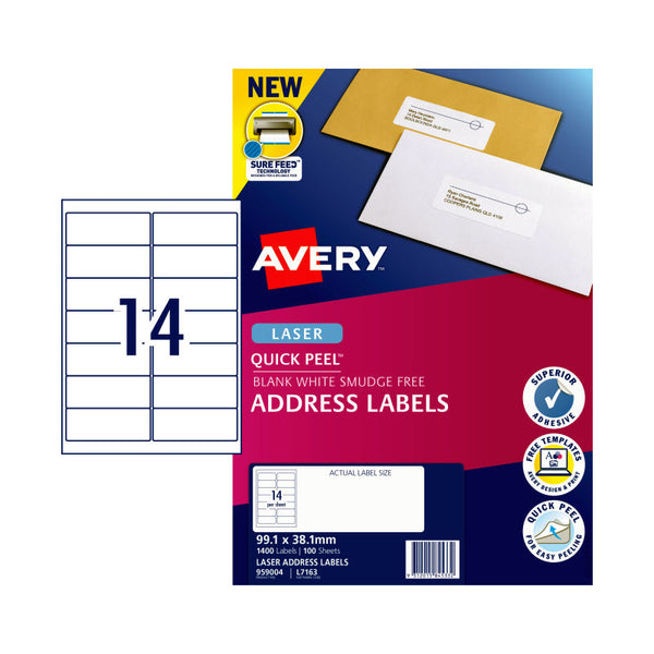 Avery Laser Label Qp L7163 14Up Pack Of 100 Address & Shipping Labels