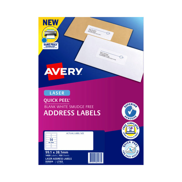 Avery Laser Label Qp L7163 14Up Pack Of 100 Address & Shipping Labels