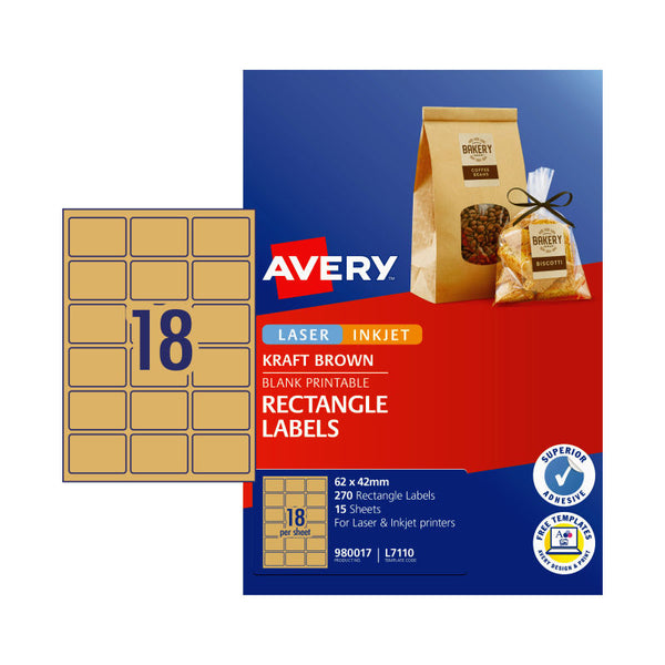 Avery Label Rect Brn L7110 Pack Of 270 Address & Shipping Labels