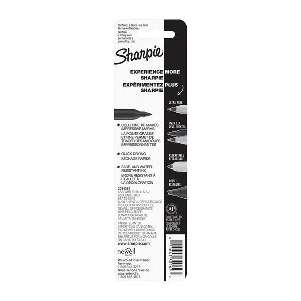 Sharpie Permanent Marker Fine Point Black Pack 2 Box Of 6 Art Pens & Markers