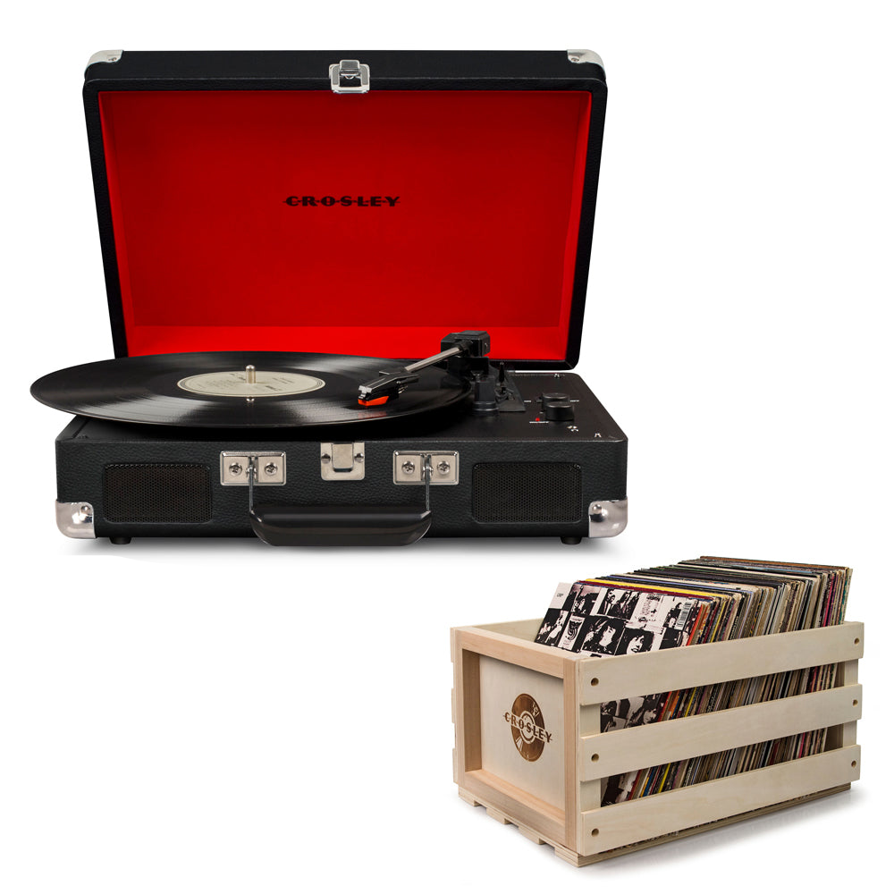 Crosley Cruiser Black Bluetooth Turntable & Record Storage Crate Turntables