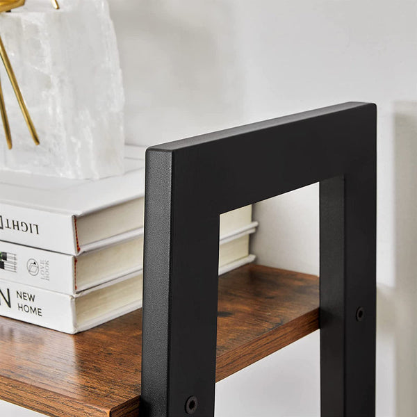 Rustic Brown And Black Steel Metal Frame 4 Tier Bookshelf Bookshelves