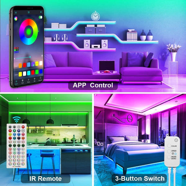 12M Led Strip Lights Rope For Bedroom And Home (5050 App With Remote Control) Smart Light Strips
