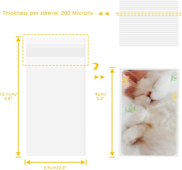 Vikus Photocard Sleeves 200 Microns Sealable For Kpop 100 Packs Albums & Refills