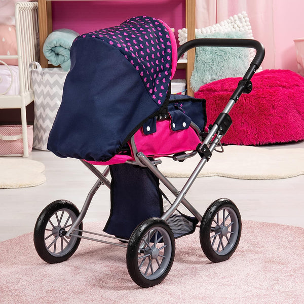 Baby Doll City Star Pram In Polka Dots Blue And Pink Pram Organisers & Nets