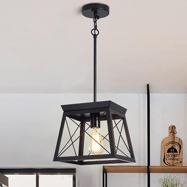 Farmhouse Pendant Light Rustic Lantern Chandelier Black Chandeliers & Ceiling Fixtures