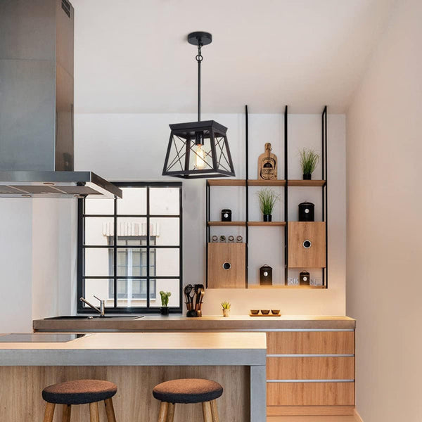 Farmhouse Pendant Light Rustic Lantern Chandelier Black Chandeliers & Ceiling Fixtures