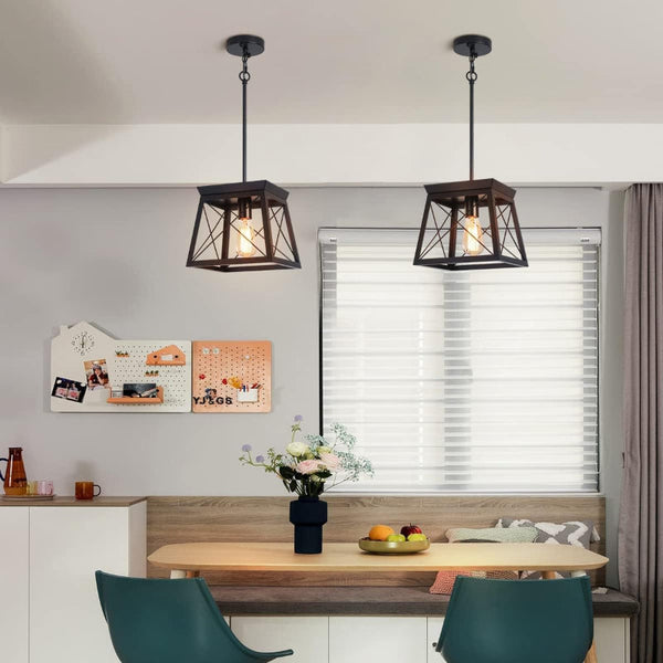 Farmhouse Pendant Light Rustic Lantern Chandelier Black Chandeliers & Ceiling Fixtures