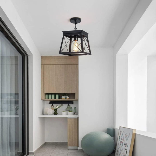 Farmhouse Pendant Light Rustic Lantern Chandelier Black Chandeliers & Ceiling Fixtures