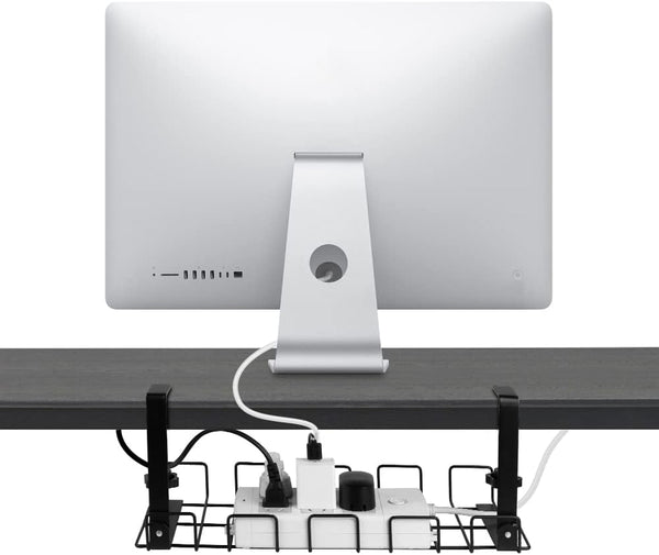 Vikus Under Desk Cable Management Tray Black 2 Pack For Electronics Cable Ties & Organisers