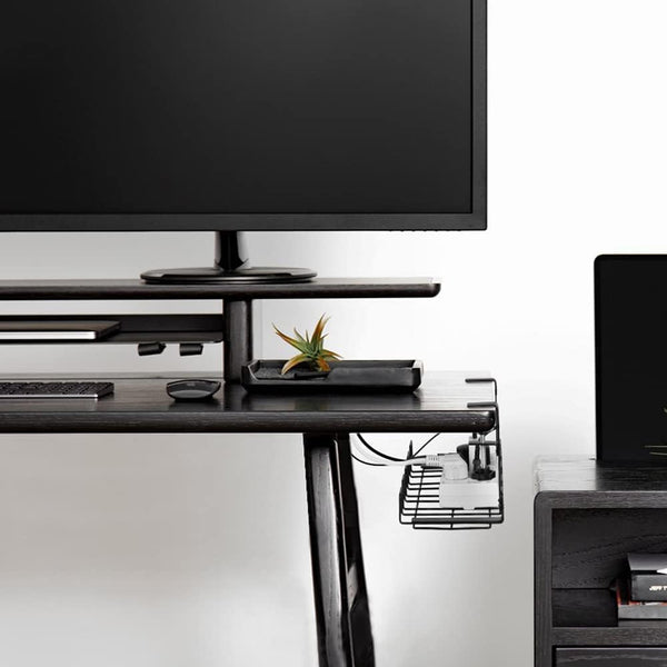 Vikus Under Desk Cable Management Tray Black 2 Pack For Electronics Cable Ties & Organisers