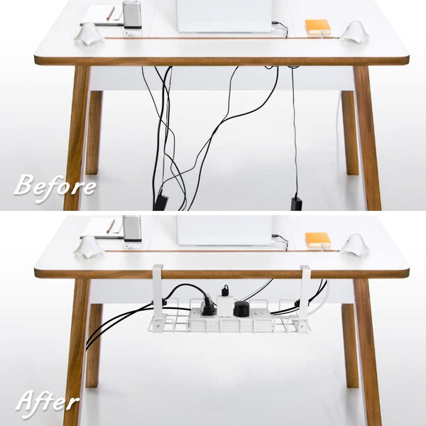 Vikus Under Desk Cable Management Tray White 2 Pack Electronics Cable Ties & Organisers