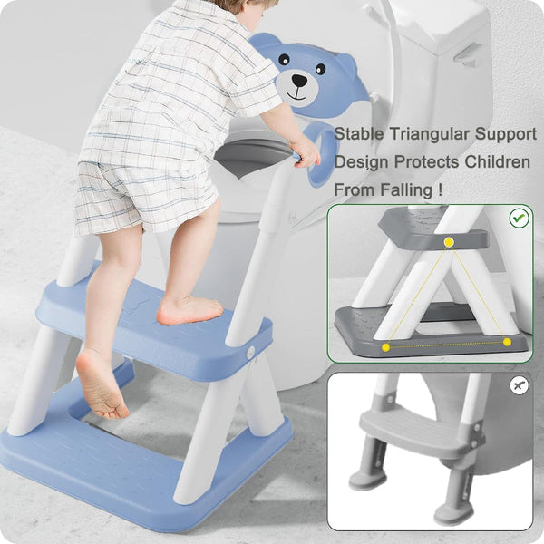 Potty Training Seat Ladder Kids Boys Girls Blue Toilet Training