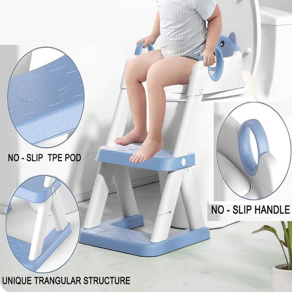 Potty Training Seat Ladder Kids Boys Girls Blue Toilet Training