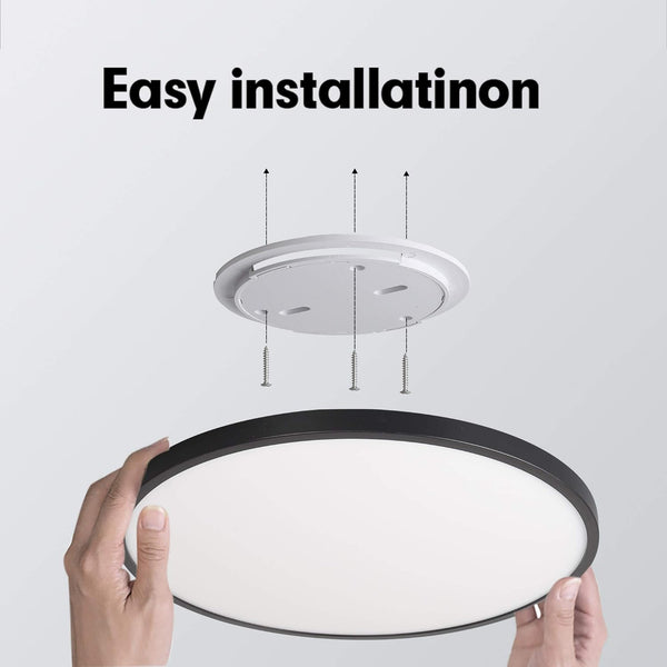 Led Ceiling Light Fixture Natural 24W 4500K Black Chandeliers & Ceiling Fixtures