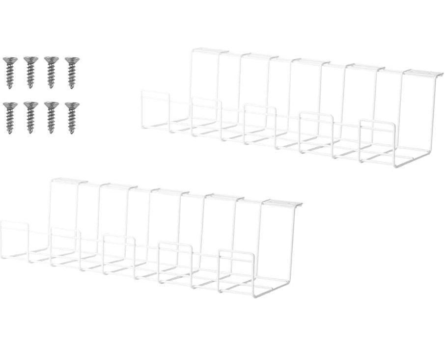 Vikus Under Desk Cable Management Tray 2 Pack White Cable Ties & Organisers