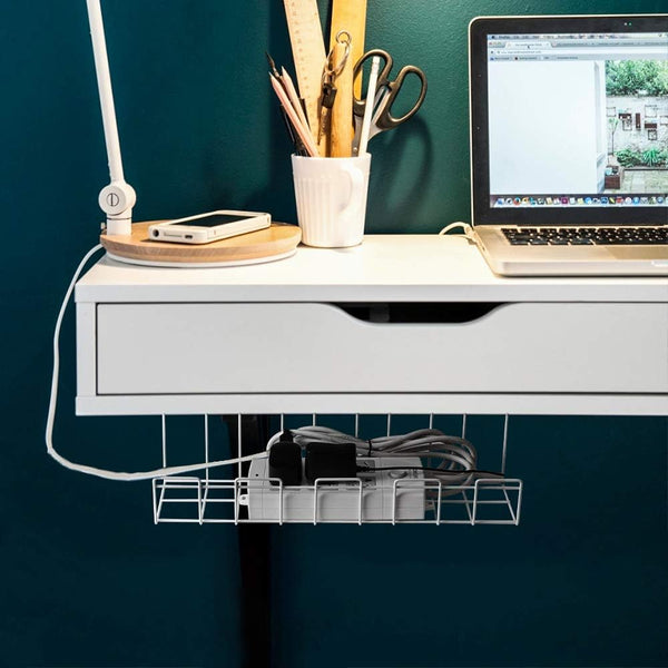 Vikus Under Desk Cable Management Tray 2 Pack White Cable Ties & Organisers