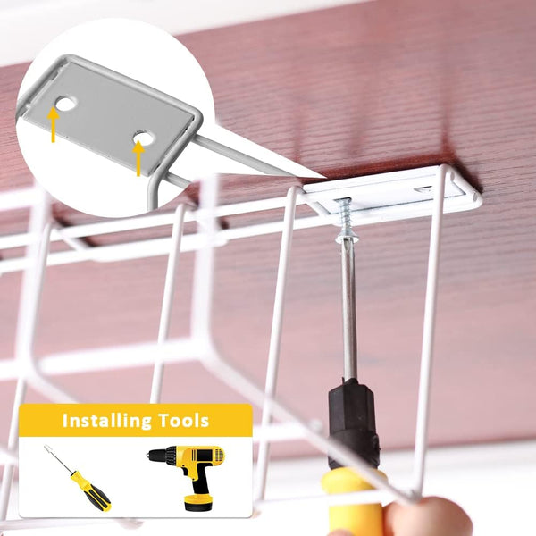 Vikus Under Desk Cable Management Tray 2 Pack White Cable Ties & Organisers