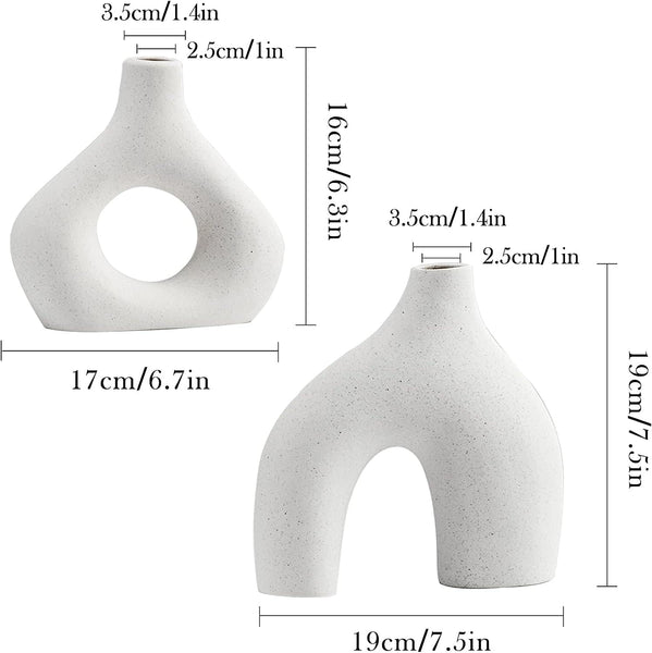 Ceramic Set Of 2 Modern White For Home Decor Vases