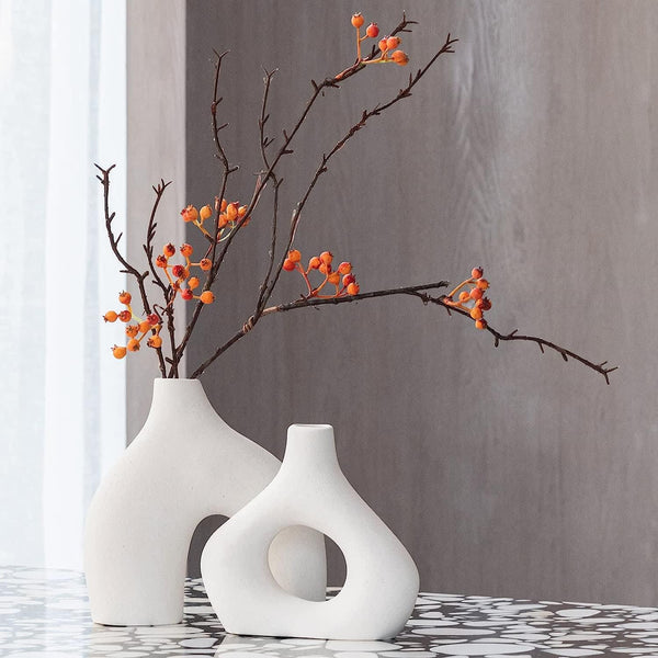 Ceramic Set Of 2 Modern White For Home Decor Vases