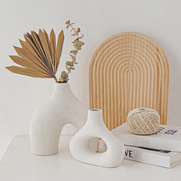 Ceramic Set Of 2 Modern White For Home Decor Vases