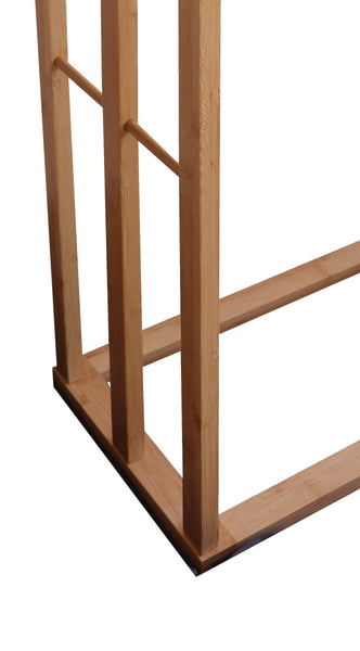 Bamboo Towel Bar Metal Holder Rack 3 Tier Freestanding For Bathroom And Bedroom Towel Racks