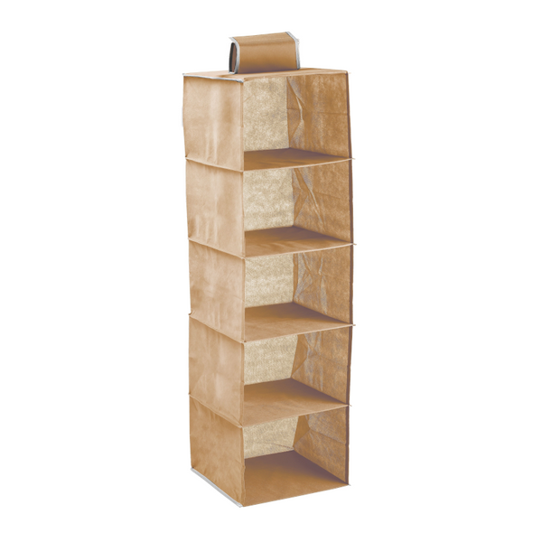 5 Tier Shelf Hanging Closet Organizer And Storage For Clothes (Beige) Closet Organisers