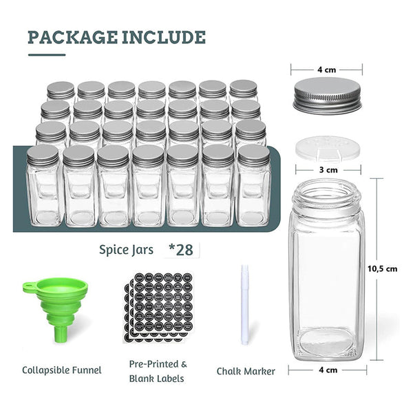 Carla Home Spice Rack Organiser With 28 Jars Labels Funnel And Marker For Kitchen Countertop Spice Jars & Racks