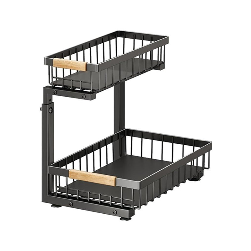 Carla Home 2 Tier Kitchen Under Sink Organiser Storage With Height Unique Slide Rail & Suction Cups For Sink Organisers