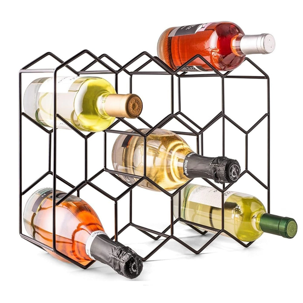 Carla Home 14 Bottle Freestanding Modern Metal Countertop Wine Rack Racks