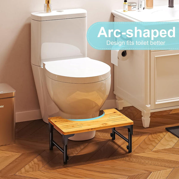 Bamboo Toilet Stool Foldable And Adjustable Height With Non Slip Layer For Bathroom Benches & Stools