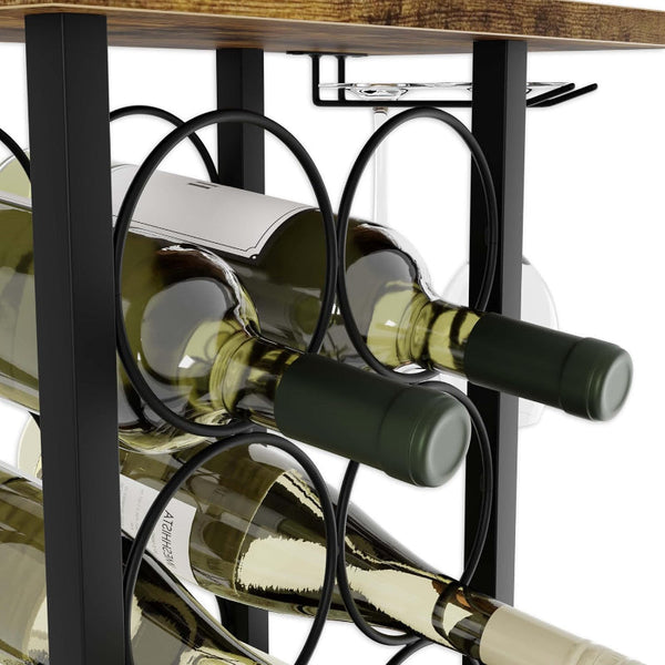 Carla Home Wine Rack Countertop Metal Holder For 6 Bottles And 2 Glasses Racks