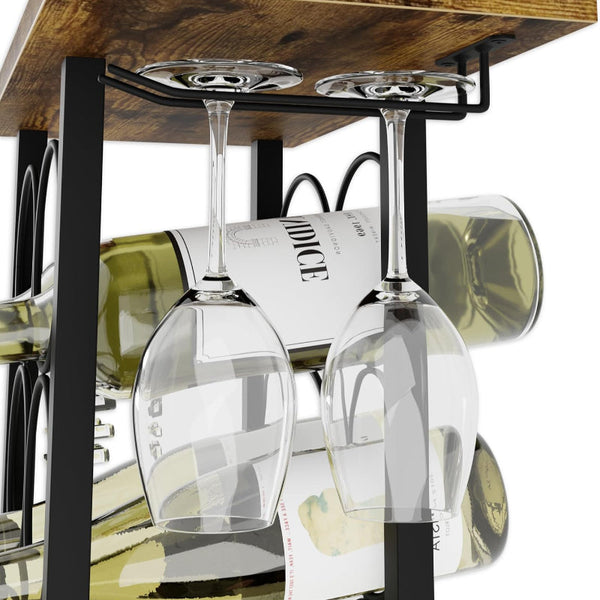 Carla Home Wine Rack Countertop Metal Holder For 6 Bottles And 2 Glasses Racks