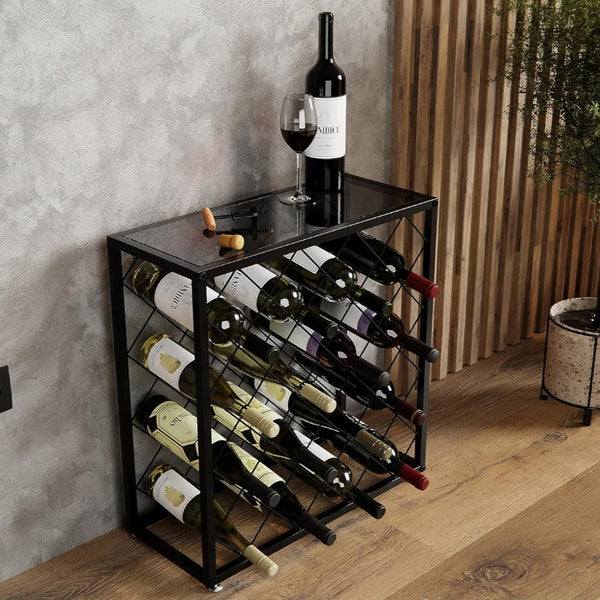Carla Home Freestanding Metal Wine Rack For 25 Bottles Racks